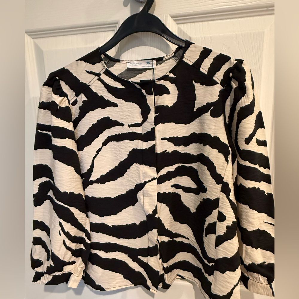 Prima Zebra Print Long Sleeve Blouse XS